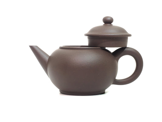 16 Cup Shui Ping Yixing Teapot with lid open – handcrafted bronze grade Zisha showing interior