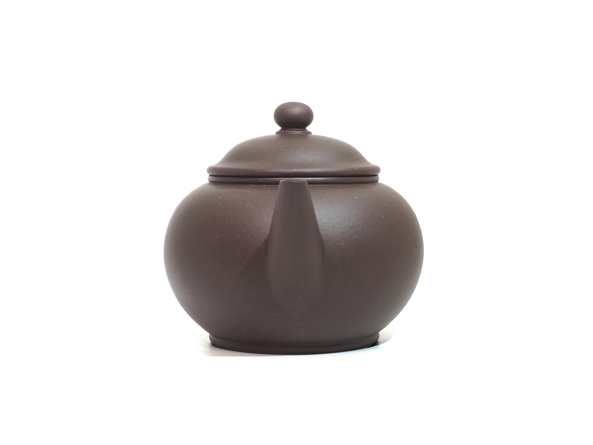 Front view of 220ml Shui Ping Yixing Teapot with pointed spout and classic rounded body