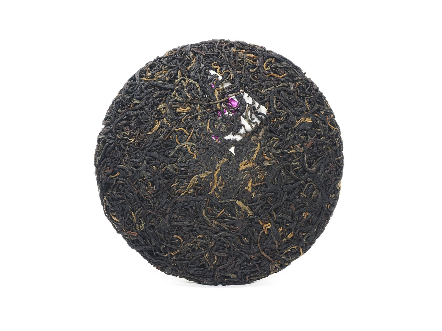 Unwrapped Dianhong cake front with embedded ticket (neifei)