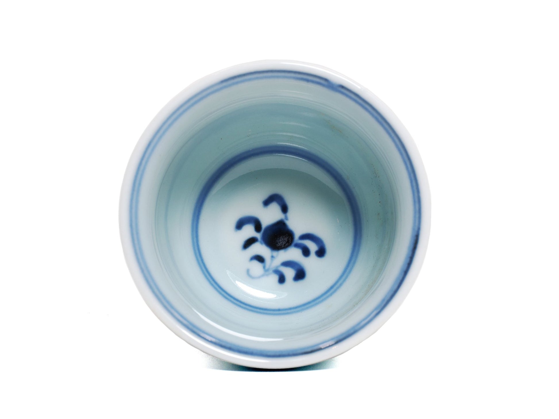 Inside view showing floral pattern in teacup