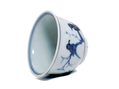 Rim and inner wall detail of Jingdezhen porcelain teacup