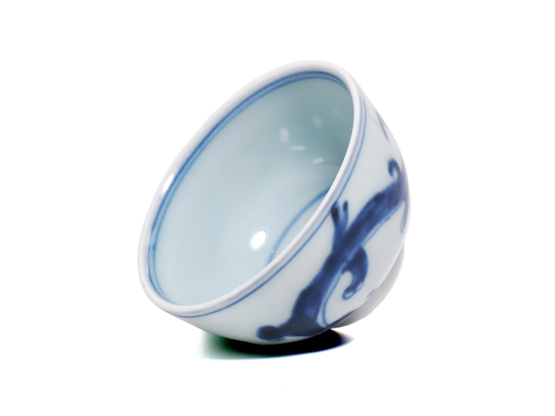 Inner view showing glaze of handmade Jingdezhen teacup