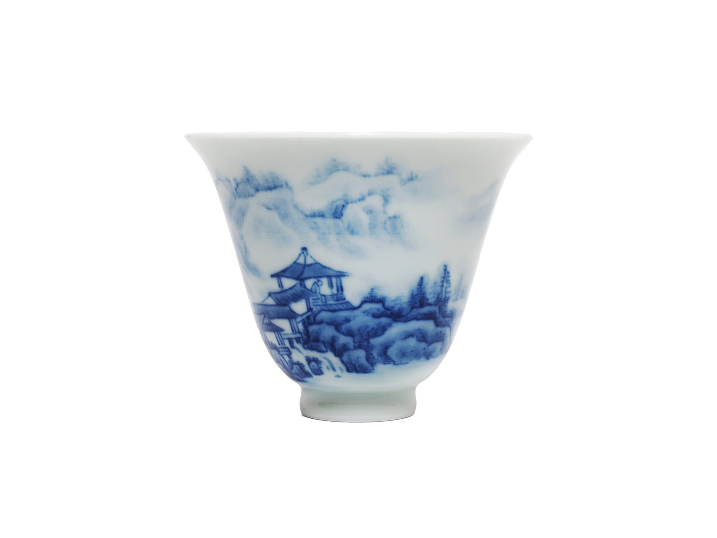 Front view of Jingdezhen handmade teacup with landscape painting design 2