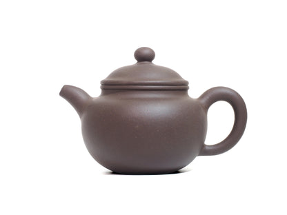 Lian Zi Yixing Teapot 190ml – Left side view showing spout and handle, made with bronze grade Zisha clay