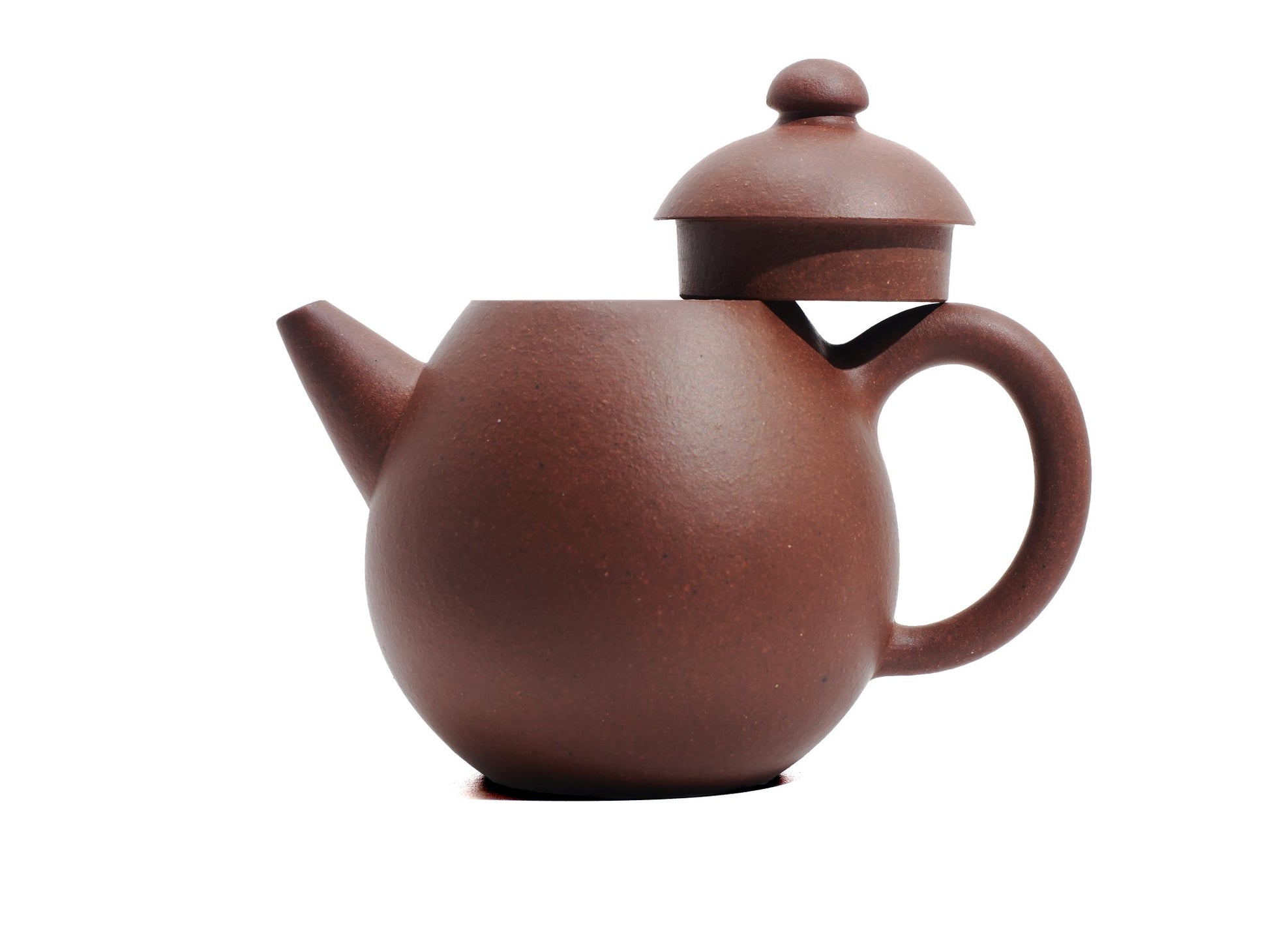 Long Dan Yixing teapot with lid lifted showing inner structure