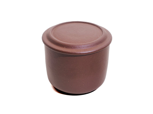 Top view of Yixing tea jar with lid fully closed