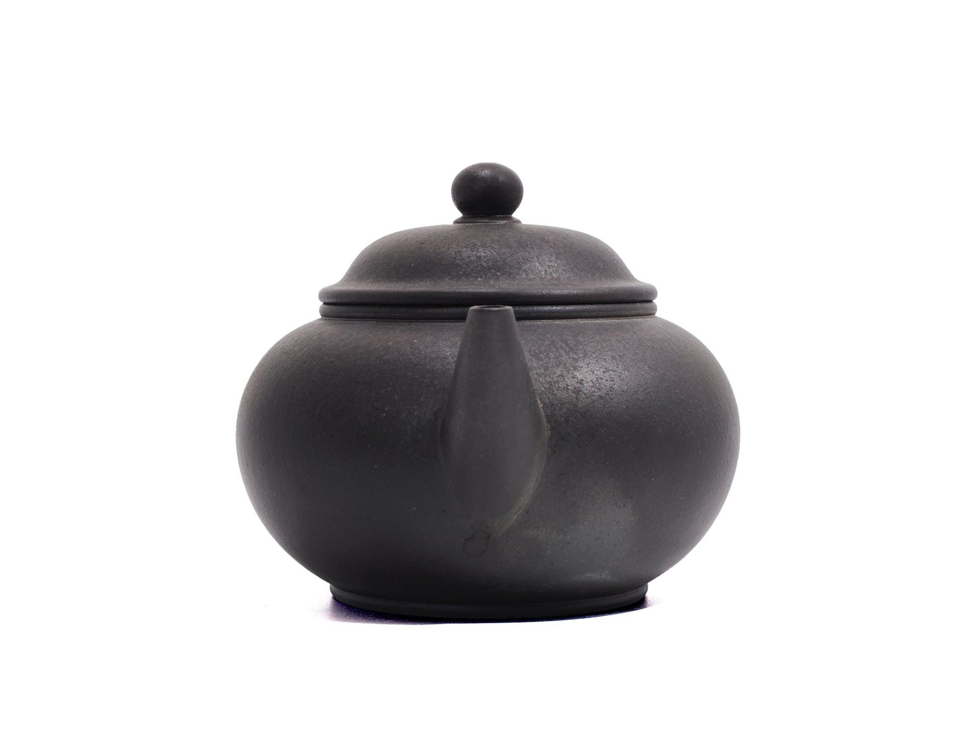 Front view of Wood Fired “22 Cups” Shui Ping Yixing Teapot – Bronze Grade Purple Clay