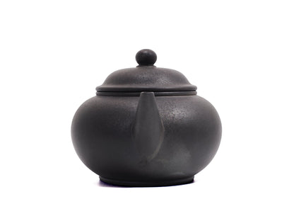 Front view of Wood Fired “22 Cups” Shui Ping Yixing Teapot – Bronze Grade Purple Clay