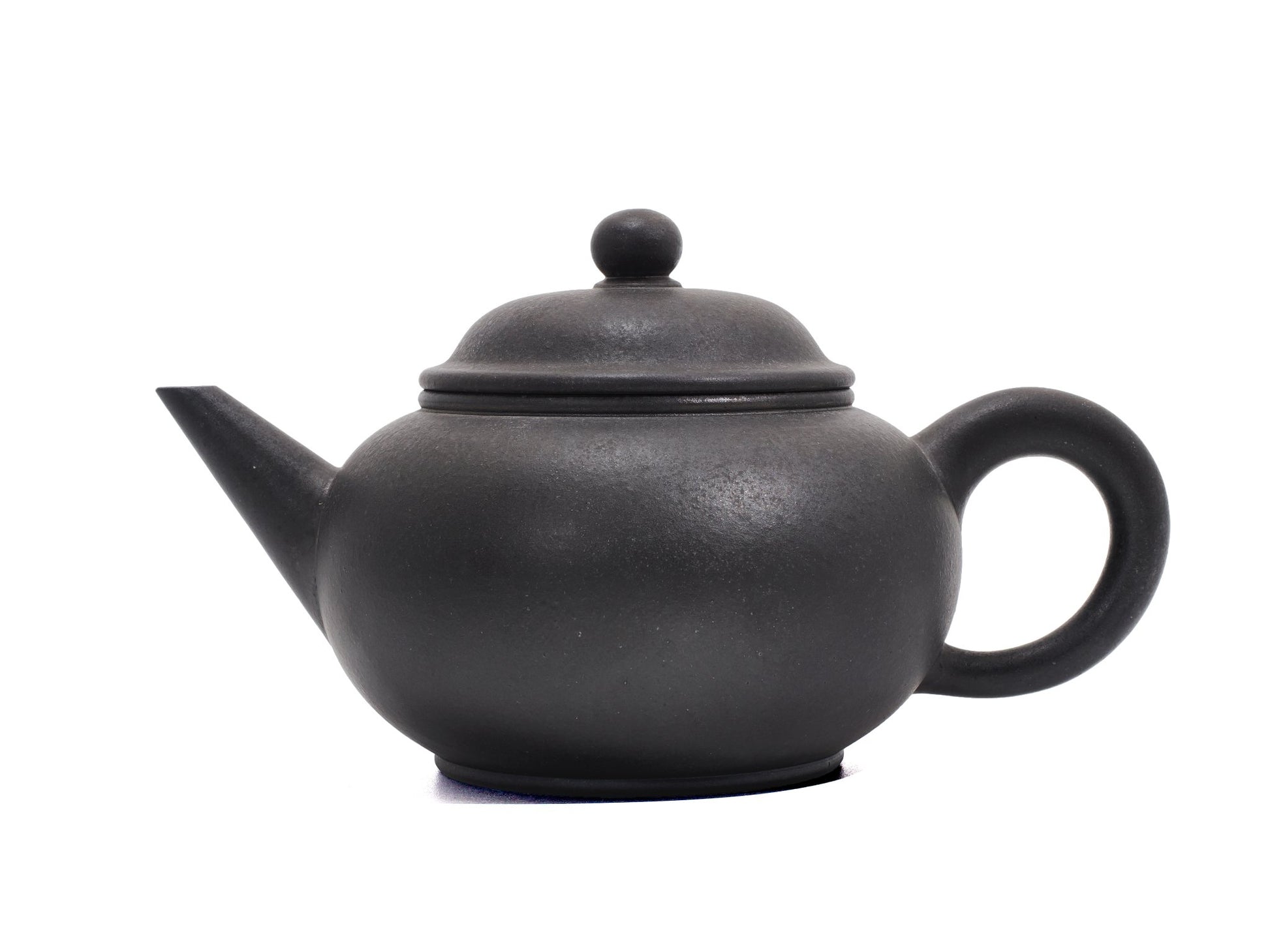 Side view of Wood Fired “22 Cups” Shui Ping Yixing Teapot 320ml – Bronze Grade Purple Clay