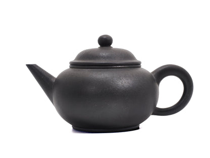 Side view of Wood Fired “22 Cups” Shui Ping Yixing Teapot 320ml – Bronze Grade Purple Clay