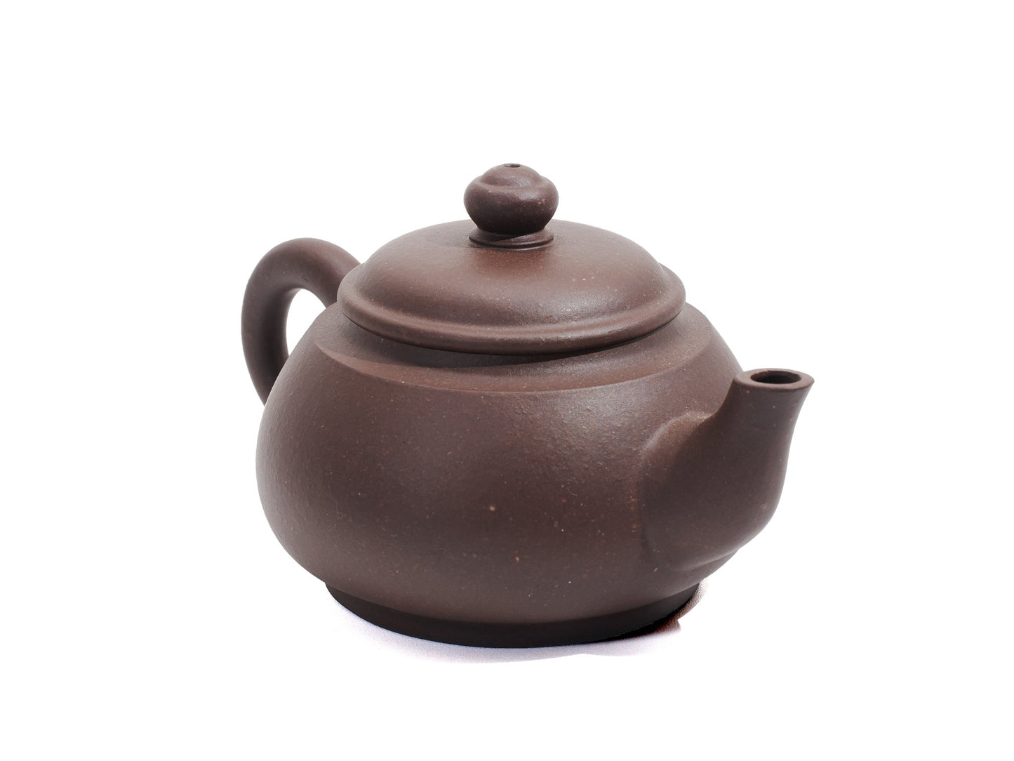 Angled right view of Wu Yun teapot made from unglazed Bronze Grade Zisha