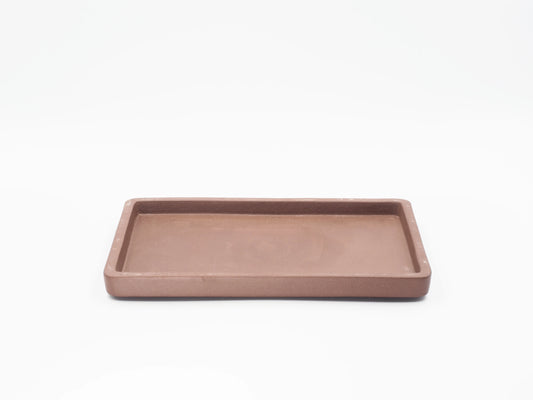 Handcrafted rectangular Yixing clay tea tray, a matte purple clay gongfu tea tray