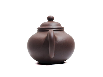 Back handle view of Da Heng Duo Qiu Yixing teapot, 150ml Bronze-grade