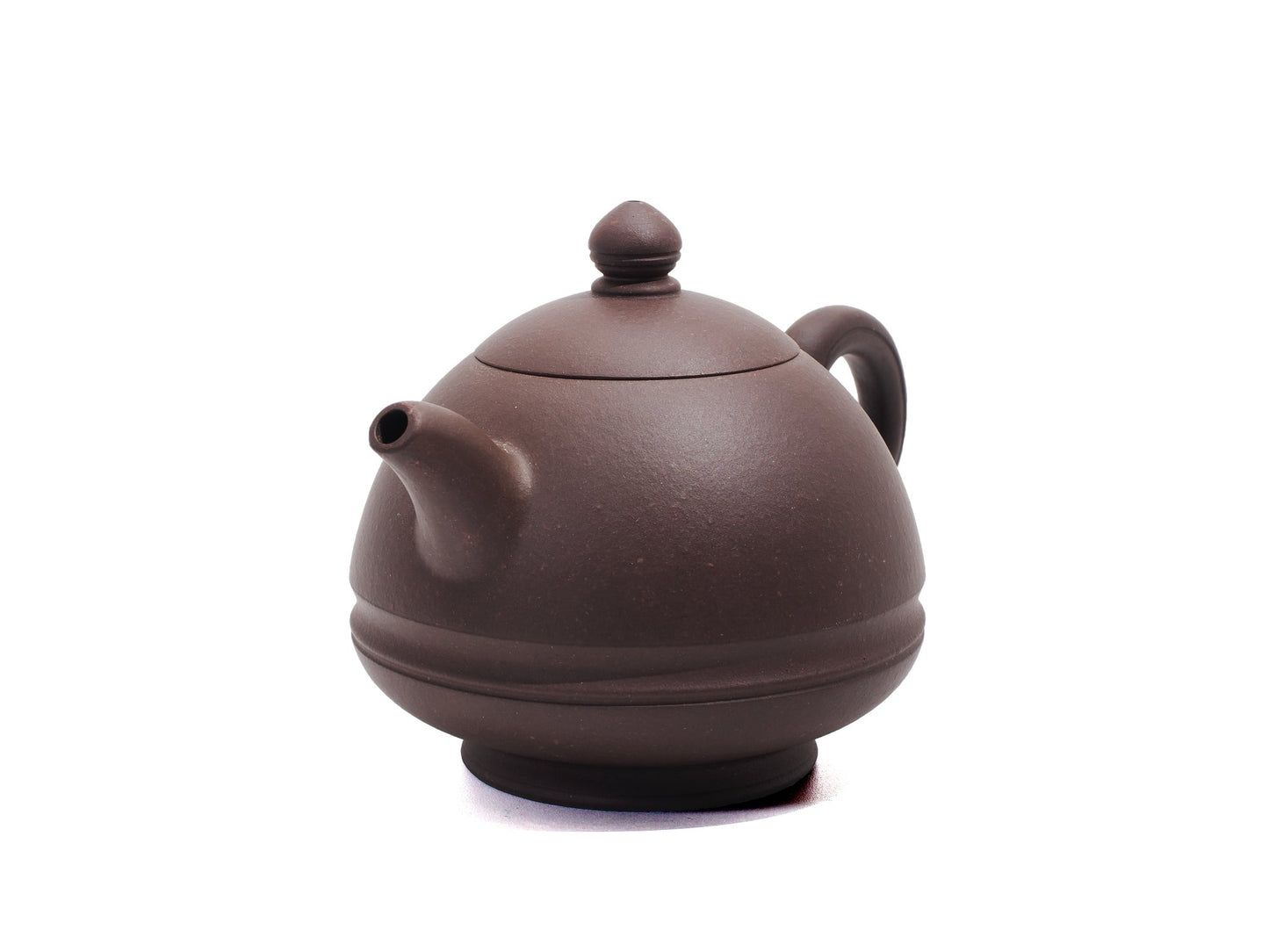 Angled left view of Yu Li teapot crafted from Bronze Grade Zisha clay