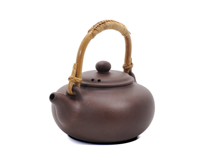 Angled top view of kettle showing spout and handle